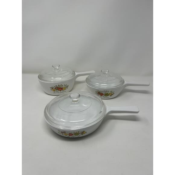 Corning Ware Saucepan Set Spice Of Life Set Of 3 Saucepans And Lids 6 Piece Set - Picture 2 of 16